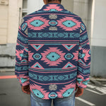 Pink And Blue Southwestern Pattern Print Men's Shirt Jacket