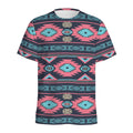 Pink And Blue Southwestern Pattern Print Men's Athletic T-Shirt
