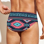 Pink And Blue Southwestern Pattern Print Men's Swim Briefs