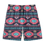 Pink And Blue Southwestern Pattern Print Men's Swim Trunks