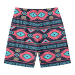 Pink And Blue Southwestern Pattern Print Men's Swim Trunks
