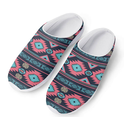 Pink And Blue Southwestern Pattern Print Mesh Casual Shoes