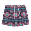 Pink And Blue Southwestern Pattern Print Mesh Shorts