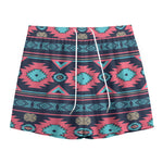 Pink And Blue Southwestern Pattern Print Mesh Shorts