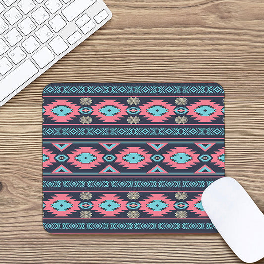 Pink And Blue Southwestern Pattern Print Mouse Pad