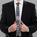 Pink And Blue Southwestern Pattern Print Necktie