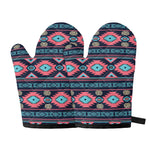Pink And Blue Southwestern Pattern Print Oven Mitts