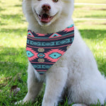 Pink And Blue Southwestern Pattern Print Over The Collar Dog Bandana