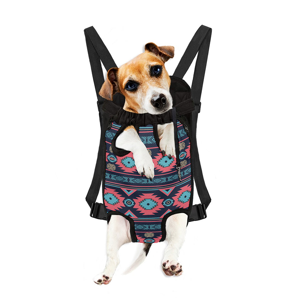 Pink And Blue Southwestern Pattern Print Pet Carrier Backpack