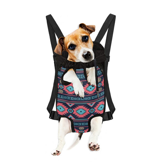 Pink And Blue Southwestern Pattern Print Pet Carrier Backpack