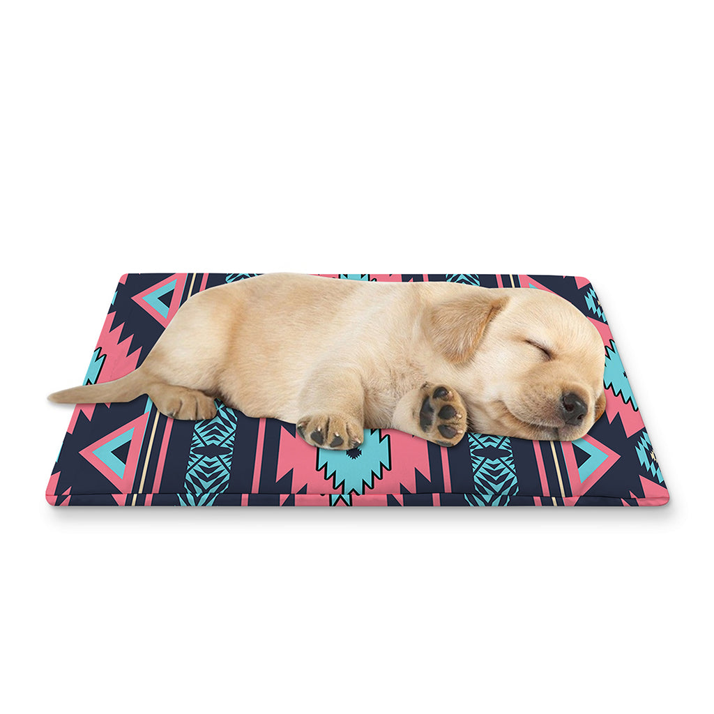 Pink And Blue Southwestern Pattern Print Pet Cooling Mat Cover