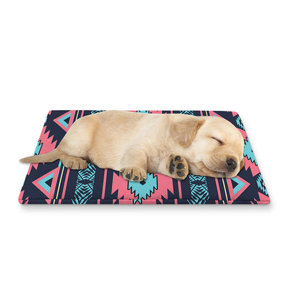Pink And Blue Southwestern Pattern Print Pet Cooling Mat Cover
