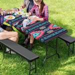 Pink And Blue Southwestern Pattern Print Picnic Table Cover
