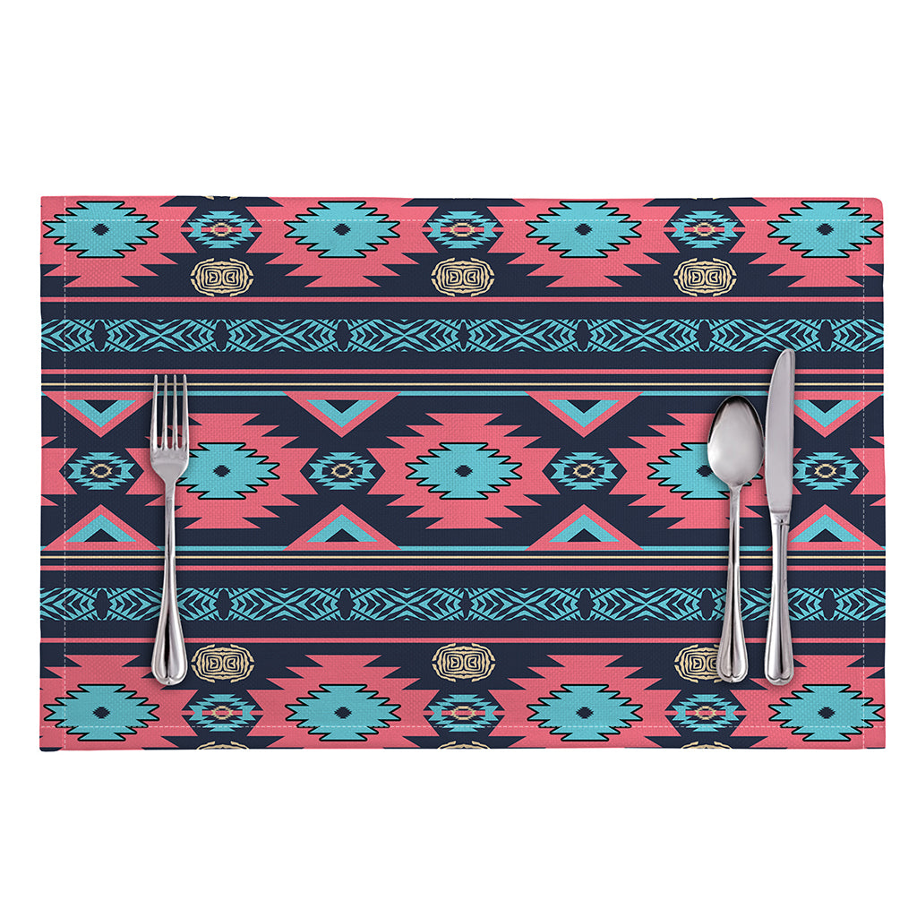 Pink And Blue Southwestern Pattern Print Placemat