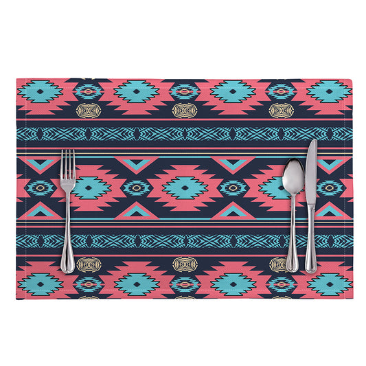 Pink And Blue Southwestern Pattern Print Placemat