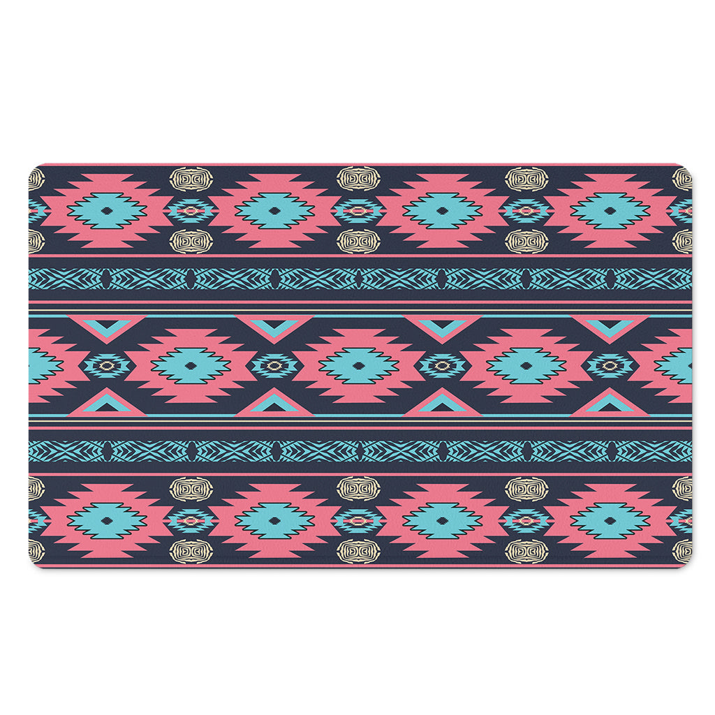 Pink And Blue Southwestern Pattern Print Polyester Doormat