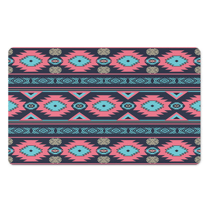 Pink And Blue Southwestern Pattern Print Polyester Doormat