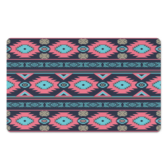 Pink And Blue Southwestern Pattern Print Polyester Doormat