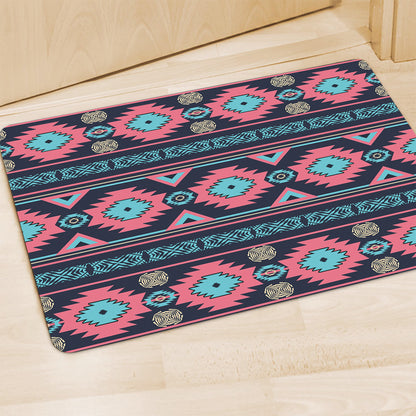Pink And Blue Southwestern Pattern Print Polyester Doormat