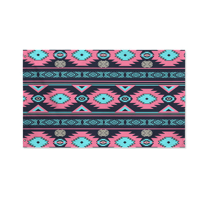 Pink And Blue Southwestern Pattern Print Polyester Flag