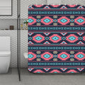 Pink And Blue Southwestern Pattern Print Polyester Shower Curtain