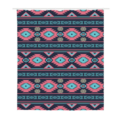 Pink And Blue Southwestern Pattern Print Polyester Shower Curtain