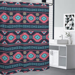 Pink And Blue Southwestern Pattern Print Premium Shower Curtain