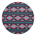 Pink And Blue Southwestern Pattern Print Round Blanket