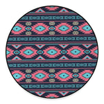 Pink And Blue Southwestern Pattern Print Round Floor Mat