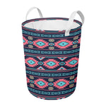Pink And Blue Southwestern Pattern Print Round Laundry Basket