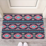 Pink And Blue Southwestern Pattern Print Rubber Doormat