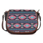 Pink And Blue Southwestern Pattern Print Saddle Bag