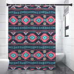 Pink And Blue Southwestern Pattern Print Shower Curtain