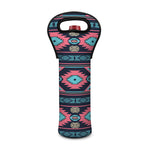 Pink And Blue Southwestern Pattern Print Single Neoprene Wine Tote