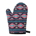 Pink And Blue Southwestern Pattern Print Single Oven Mitt