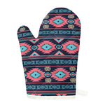 Pink And Blue Southwestern Pattern Print Single Oven Mitt