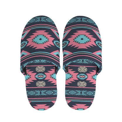 Pink And Blue Southwestern Pattern Print Slippers