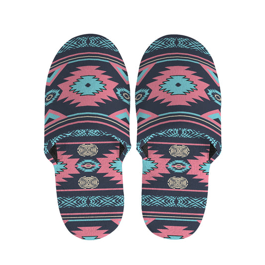 Pink And Blue Southwestern Pattern Print Slippers