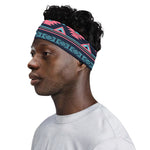Pink And Blue Southwestern Pattern Print Sports Headband