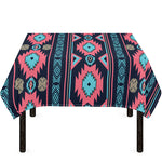 Pink And Blue Southwestern Pattern Print Tablecloth