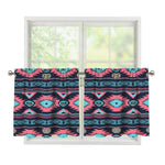 Pink And Blue Southwestern Pattern Print Tier Curtains