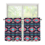 Pink And Blue Southwestern Pattern Print Tier Curtains