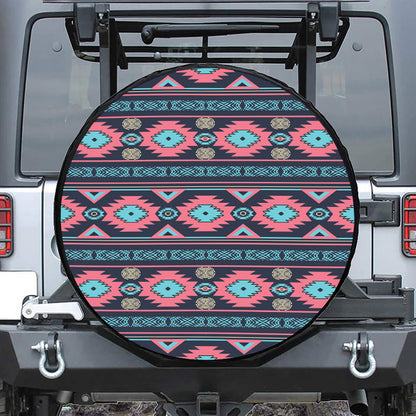 Pink And Blue Southwestern Pattern Print Tire Cover