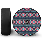 Pink And Blue Southwestern Pattern Print Tire Cover With Camera Hole