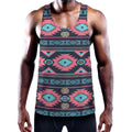 Pink And Blue Southwestern Pattern Print Men's Workout Tank Top