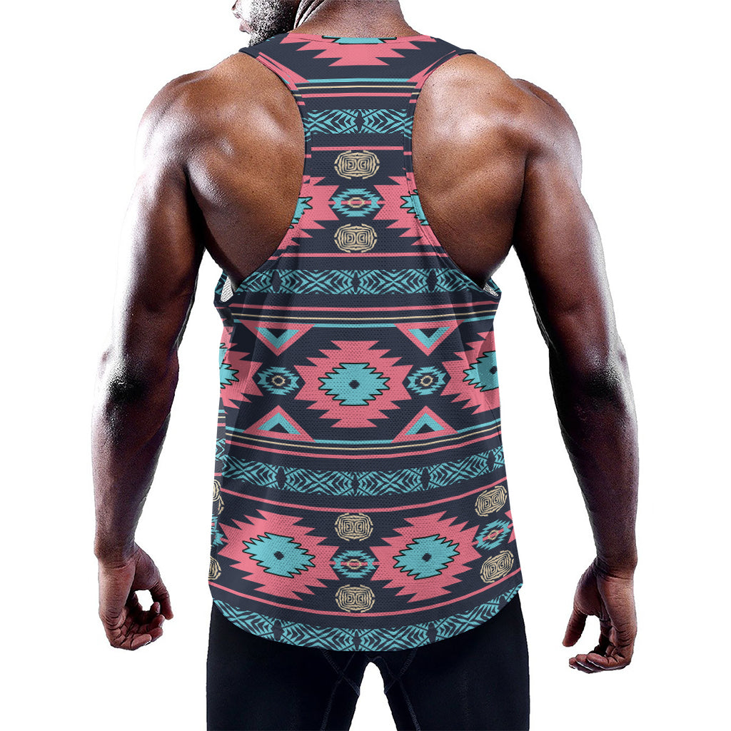 Pink And Blue Southwestern Pattern Print Training Tank Top