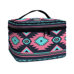 Pink And Blue Southwestern Pattern Print Travel Makeup Bag