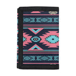 Pink And Blue Southwestern Pattern Print Trifold Wallet