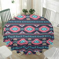 Pink And Blue Southwestern Pattern Print Waterproof Round Tablecloth