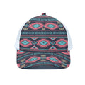 Pink And Blue Southwestern Pattern Print White Mesh Trucker Hat